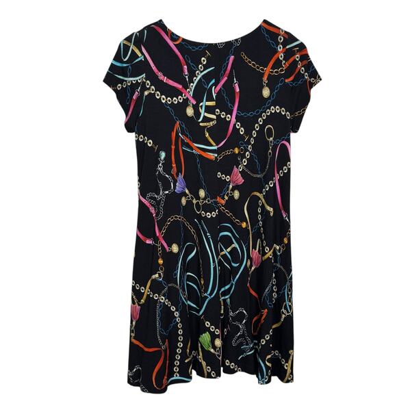 Sara Campbell Made in the USA Size Small Black Chain Print Swing Dress - Picture 5 of 8